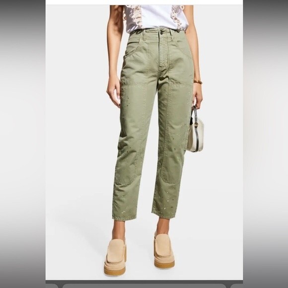 Veronica Beard Pants - Veronica Beard's Arya High Waisted splattered cropped Cargo pants Sz 25 NWT
